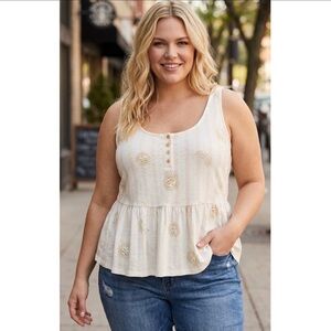 Torrid Sun Print Babydoll Henley Top NWT